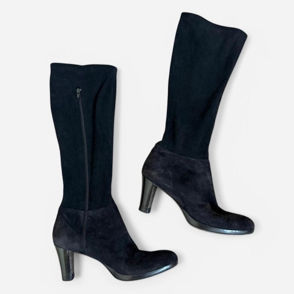 Prevata vintage black suede knee high boots
